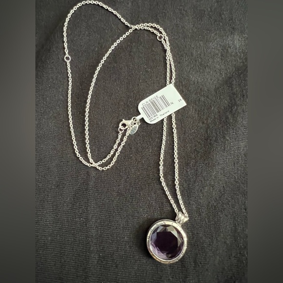 NWT Pandora Purple Faceted Floating Locket Necklace - Picture 3 of 7